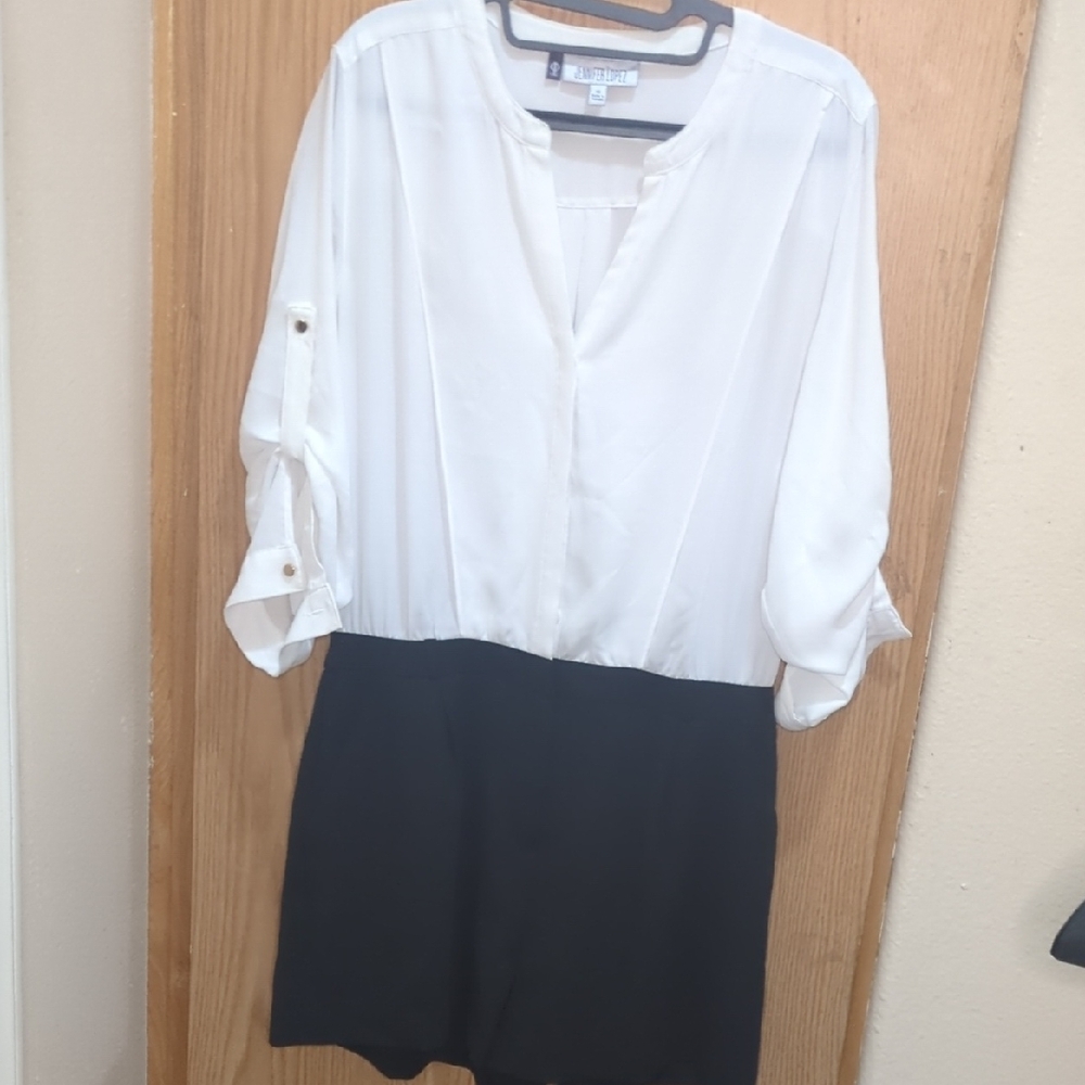 Jennifer Lopez White Blouse Black Shorts Romper